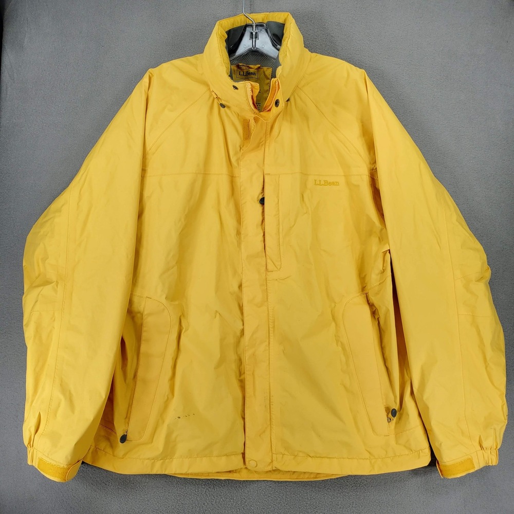 LL Bean Gore-Tex Stowaway Jacket Mens L Yellow Waterproof Rain Shell 0HWJ9
